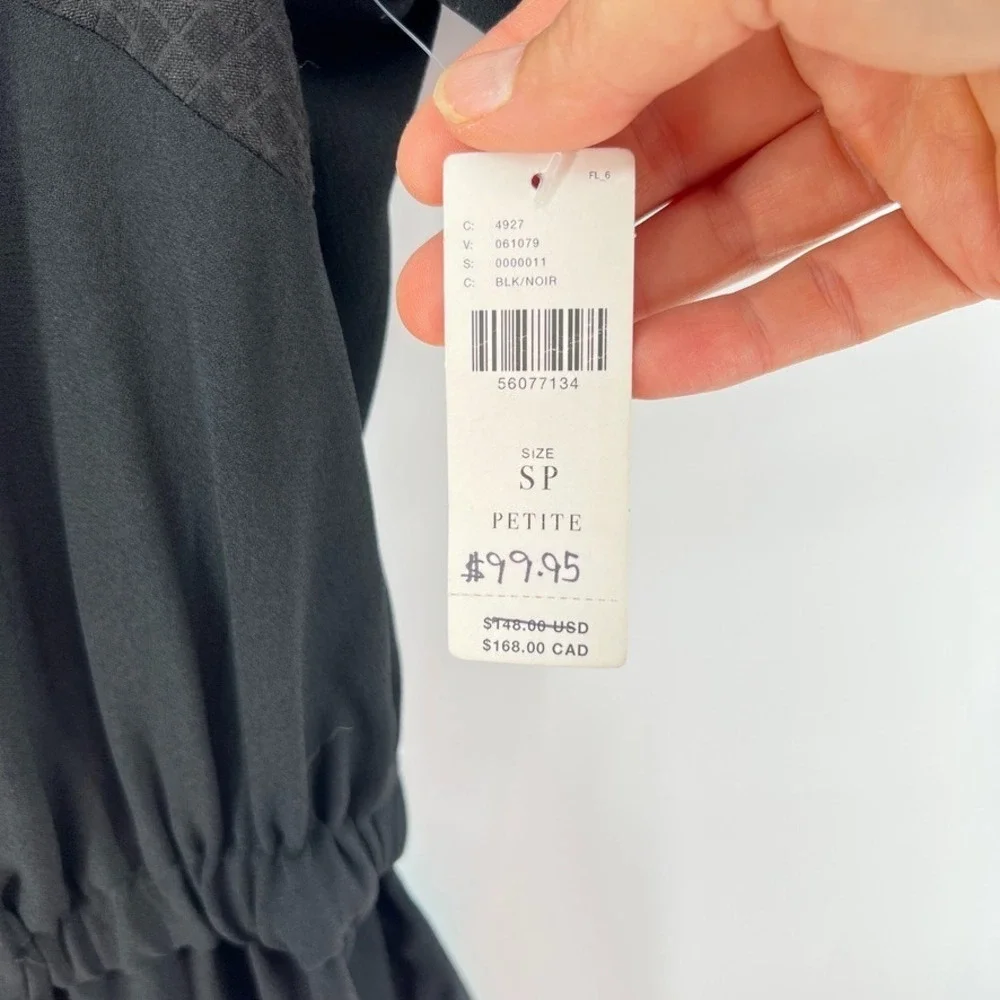 Anthropologie Allegory Jumpsuit Black Petite SP Textured Minimalist Capsule NWT